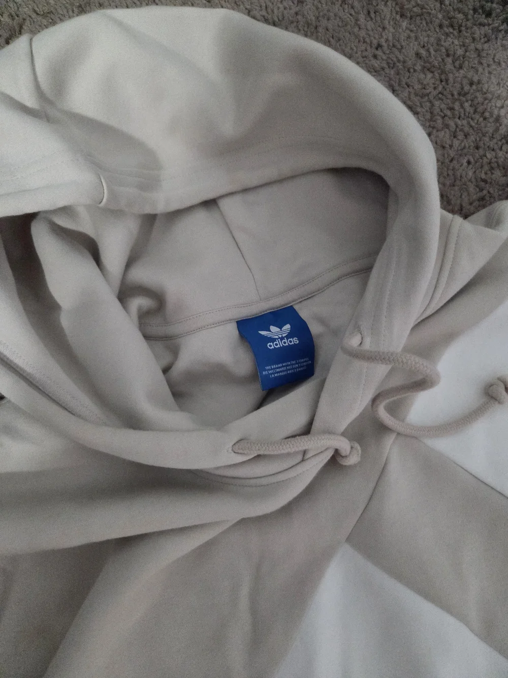 adidas Light Beige & White Colorblock Pullover Hoodie